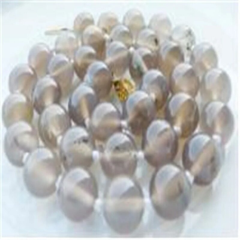 Round Loose Beads Necklace, vendendo jóias, nova moda, cinza, 8mm, 18"