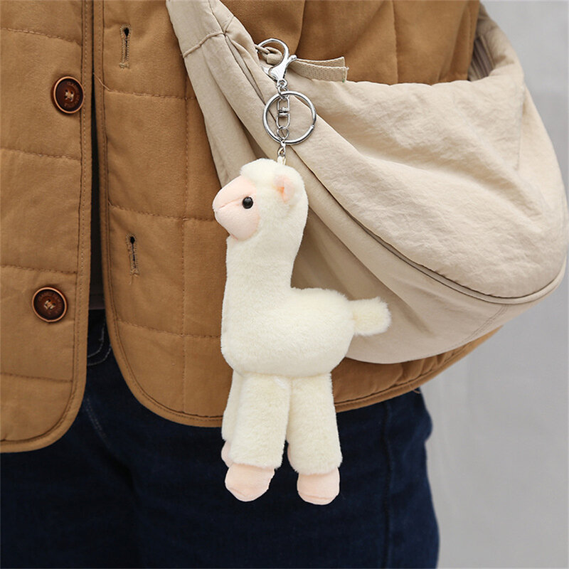 Mainan mewah Alpaca cantik liontin Alpaca domba empuk boneka Llama tas boneka kecil binatang gantungan kunci jimat 18cm