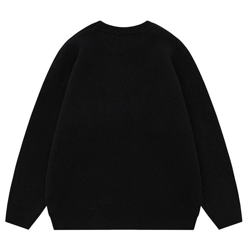 Bluzy męskie Oversized dzianinowe swetry Hip Hop z nadrukiem śmieszne napisy Harajuku luźny sweter z okrągłym dekoltem Unisex Streetwear