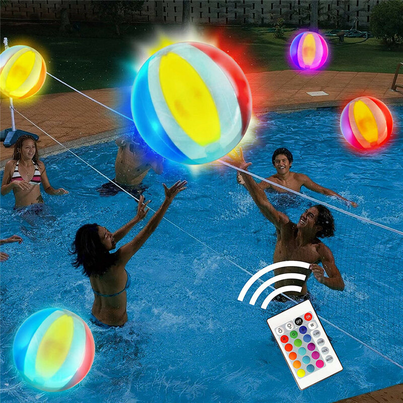 Balões infláveis LED, impermeável, luminoso, ao ar livre, jardim, festa na piscina, praia, bolas de brinquedo