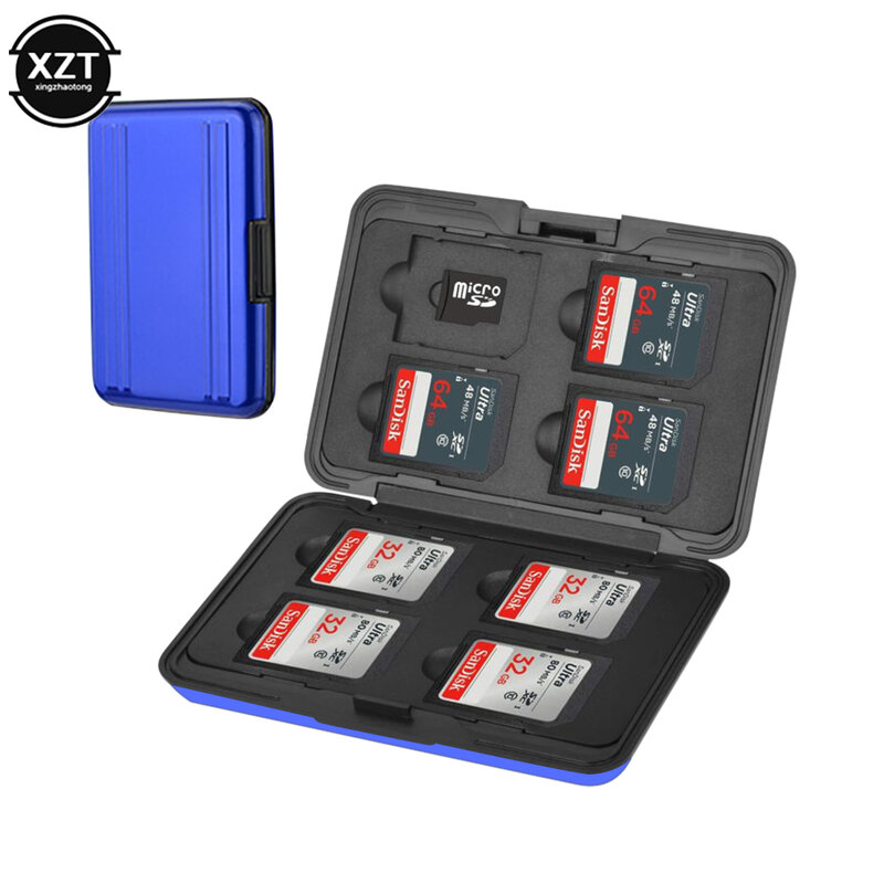 Draagbare Micro Sd Kaarthouder Sdxc Opslag Houder Geheugenkaart Case Protector Aluminium Case 16 Solts Voor Sd/Sdhc/Sdxc/Micro Sd