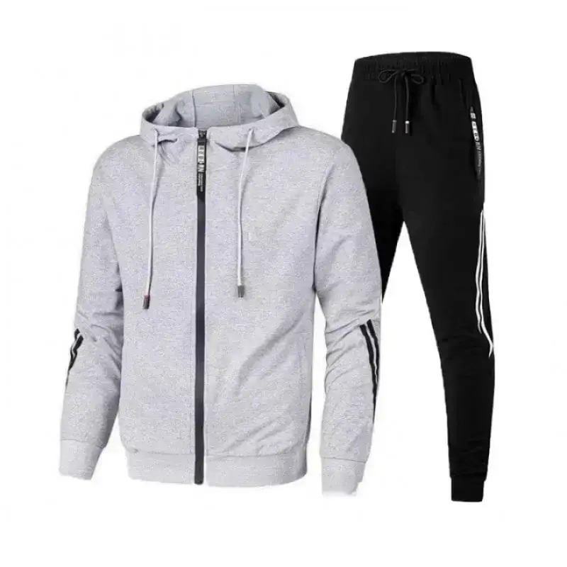 Men's Hoodie Sets Two Pieces Sweatshirts + Sweatpant Cardigan Coat Solid Autumn Winter Warm Clothes Male Casual Tracksuit Suits