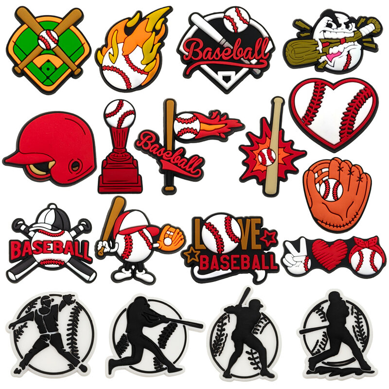 New 1pcs cartoon baseball sports DIY shoe charms Accessories buckle fit clogs sandals pins decorate boy kids Boy Men Party gifts