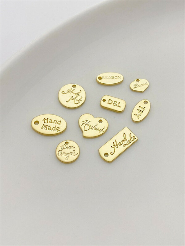 14K Gold Silver English Tag Letter Love Pendant Handmade Diy Bracelet Necklace Material Accessories