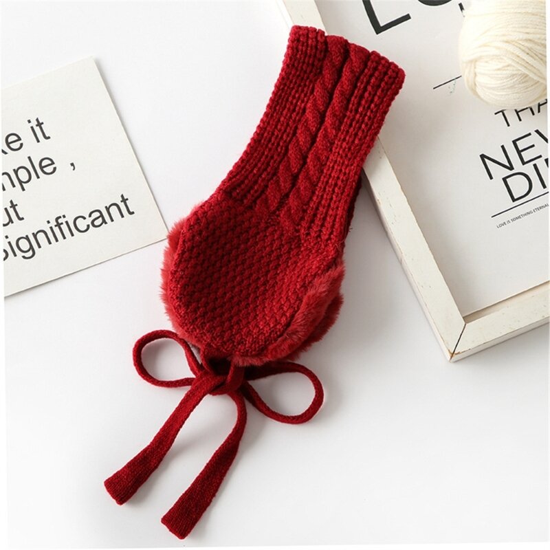 Chapeau d'hiver pour enfants en bas âge, chauffe-oreilles tricoté, cache-oreilles réglable en laine au Crochet