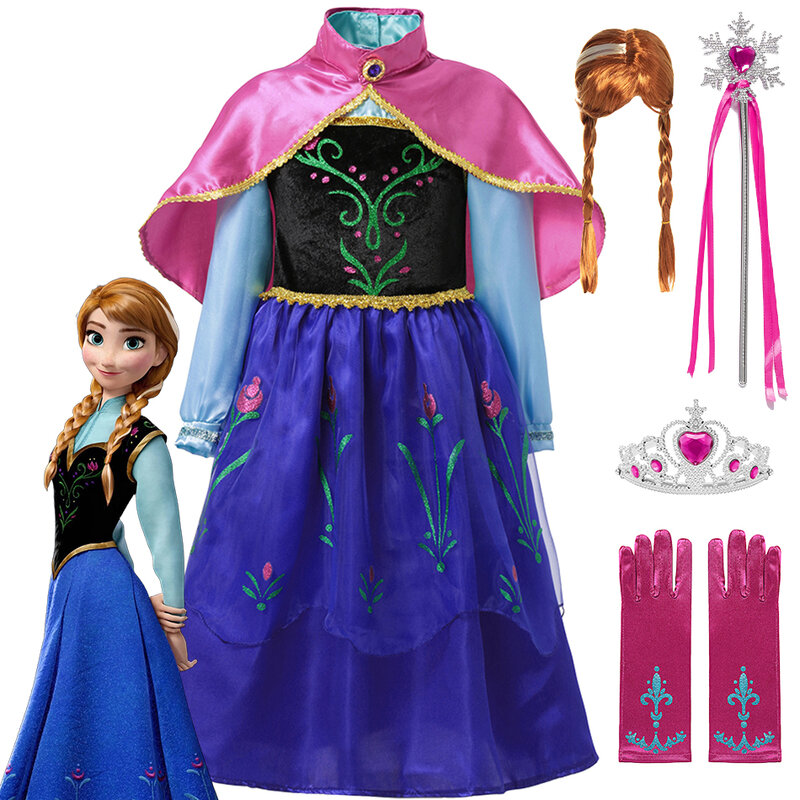 Disney gefroren Prinzessin Kleid Baby Mädchen Anna Cosplay Kostüm Halloween Kostüm Rollenspiel Karneval Geburtstags feier Kleidung 2-10y