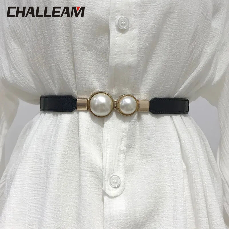 Women's Belt Imitation Pearl Elastic Belt Paired with Dress Luxury Shirt Coat Belt Versatile Women's Belt Accessories 272