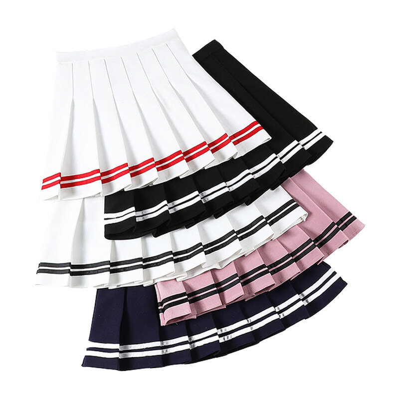 Harajuku Fashion Y2k Letnia plisowana spódnica damska z wysokim stanem Elastyczne paski Elastyczna talia Krótka linia A Slim Girl Mini spódniczki