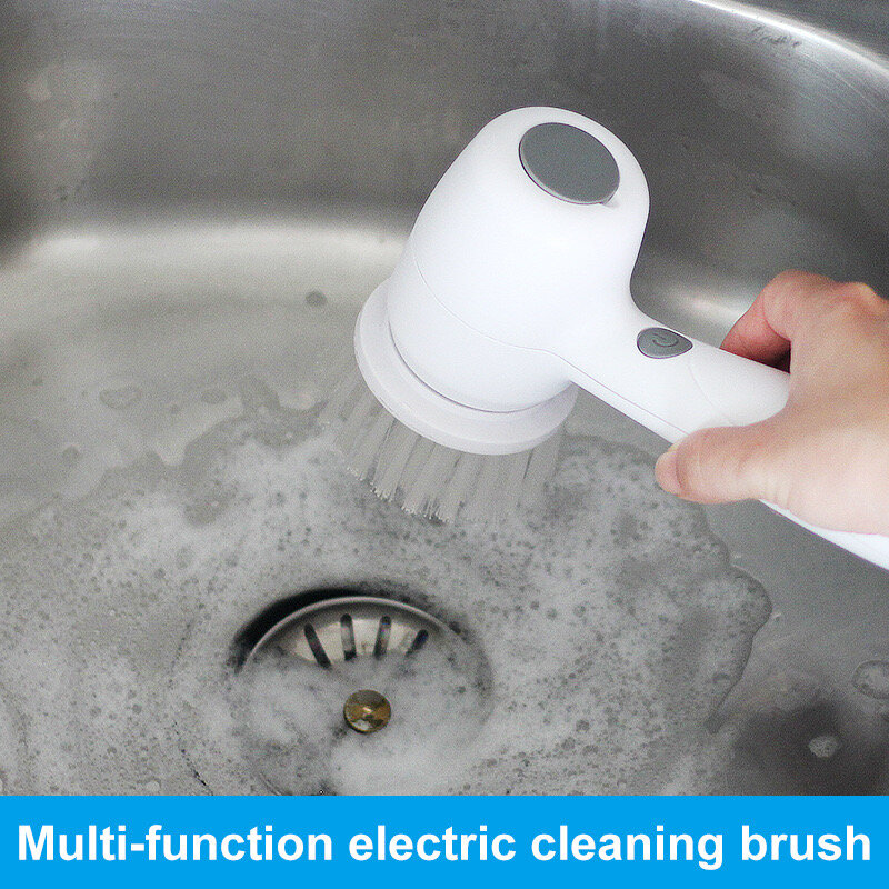 Cepillo de limpieza eléctrico multifuncional para cocina y baño, depurador eléctrico de mano inalámbrico para platos, ollas y sartenes
