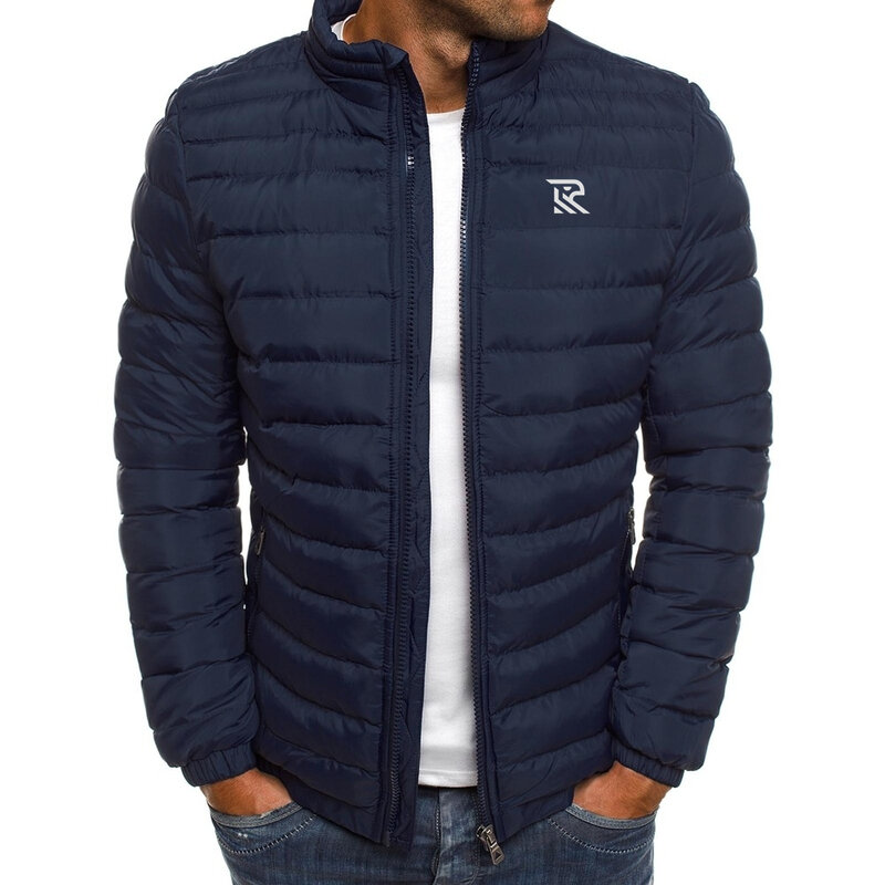 Jaqueta monocromática de algodão acolchoada, jaqueta costurada, gola espessa, jaqueta de inverno quente