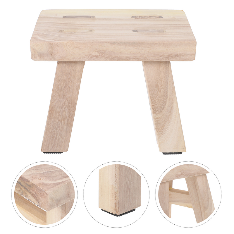 Banco de madera maciza para niños, taburetes para sentarse, Mini Silla de pie pequeño de madera