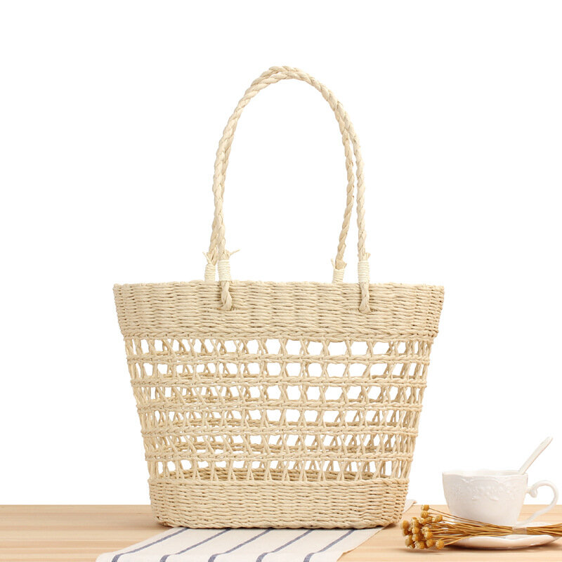 New Hollow Out Hand Woven Bag Holiday One Shoulder Straw Woven Bag Mori Leisure Beach Women's Bag