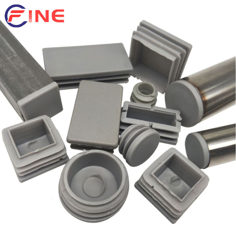 Round Square Rectangle Plastic Grey Blanking End Caps Tube Pipe Insert Plug Bung Chair Feet Stainless Steel Sealing Foot Cover