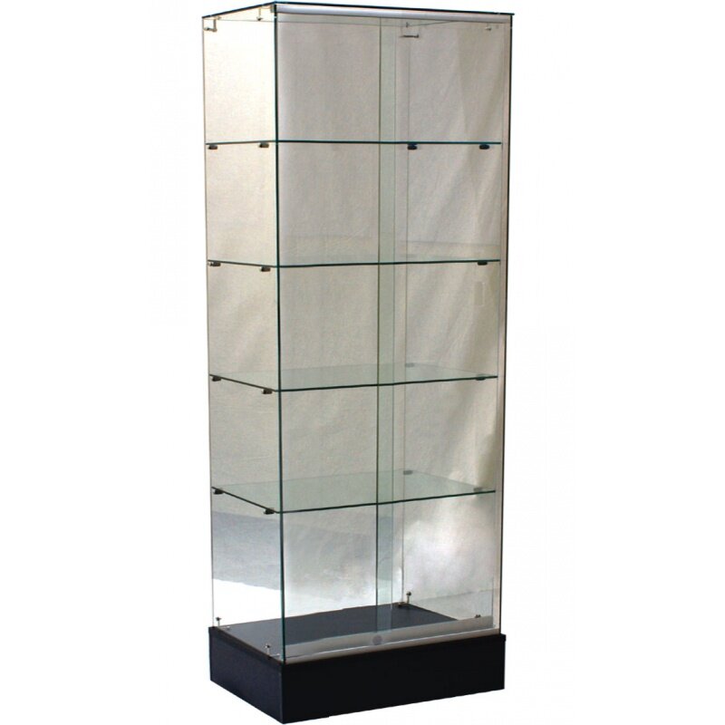Présentoir en verre personnalisé, entièrement démonté, strictement sans cadre, avec base noire