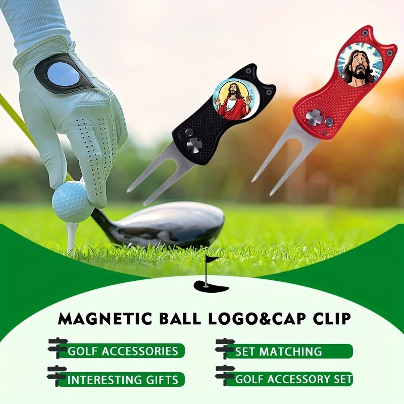 25mm Logo bola Golf logam magnetik, peralatan komik, Logo bola Golf Retro, Set klip topi-sempurna G