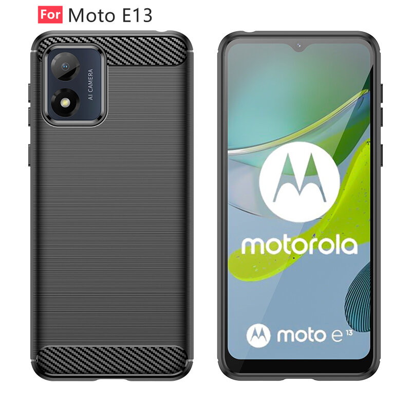 สำหรับ Moto E13ฝาครอบ Moto E13 Capas คาร์บอนไฟเบอร์ซิลิโคนกันชนกันกระแทก TPU Fundas Motorola Moto e13 E 13