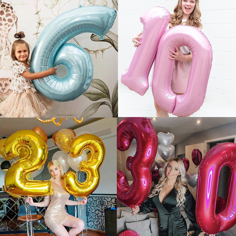 32-calowy złoty niebieski czerwona liczba z balonów foliowych 1 2 3 4 5 6 7 8 9 18 lat urodziny dekoracja na przyjęcie ślubne Baby Shower Globos