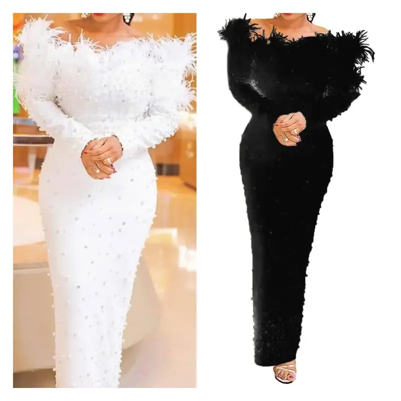 2023 Hot Sale Women White Short Sleeve Bodycon Dress Club Party Beading Dress Elegant Lady Fashion Dress