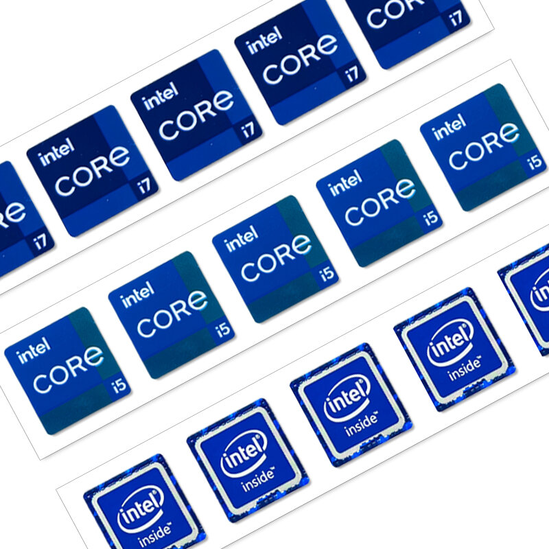 Etiqueta adhesiva de CPU para ordenador portátil, calcomanía personalizada, decoración DIY, Intel Core i5, i7, i5, i3, EVO, 5 piezas