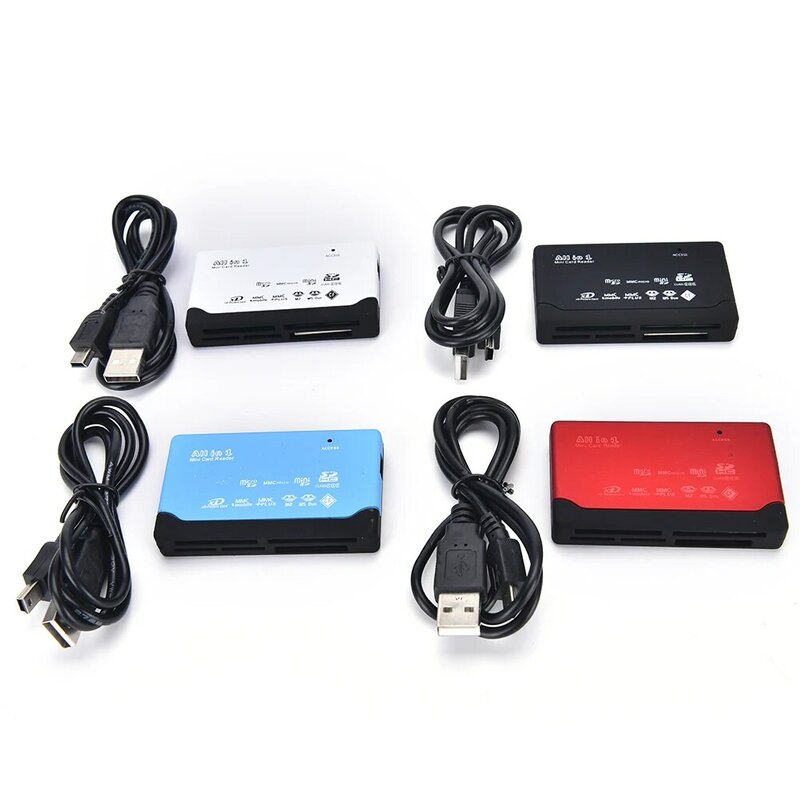 JETTING 올인원 메모리 카드 리더기, USB 외장 SD SDHC, 미니 마이크로 M2 MMC XD CF, 4 가지 색상, 6.9X4X1.2cm