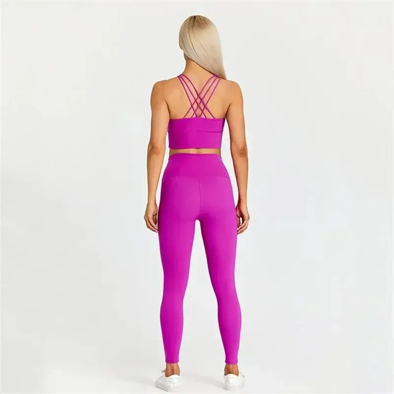 Lemon-Conjunto de sujetador y mallas de Fitness para mujer, ropa interior suave de 2 piezas con espalda cruzada para gimnasio, traje deportivo para entrenamiento