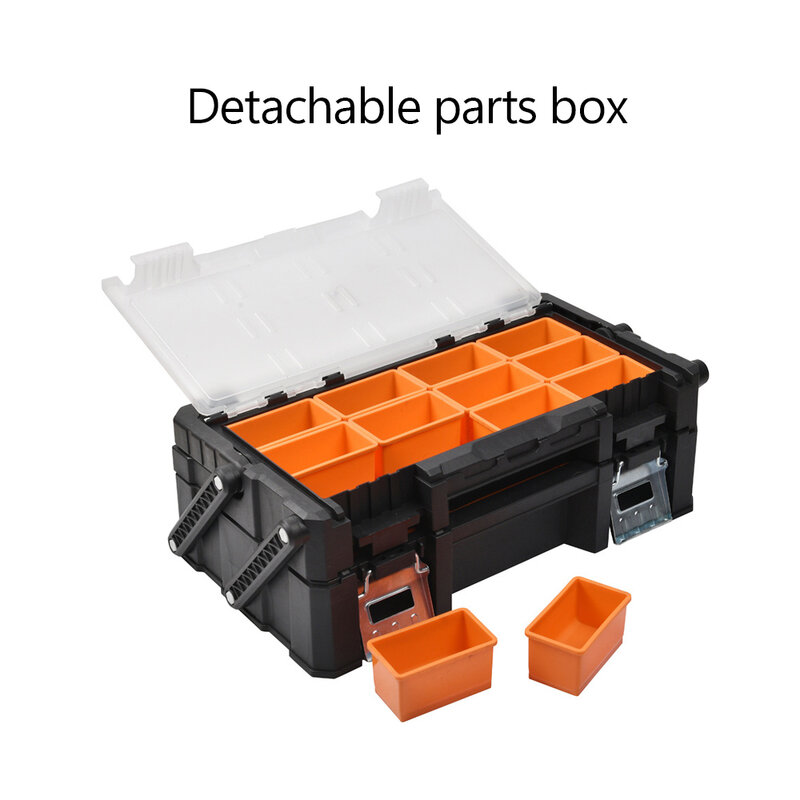 Портативный ящик для инструментов, 2-уровневый большой пластиковый ящик для инструментов, органайзер, ящик для хранения винтов и оборудования