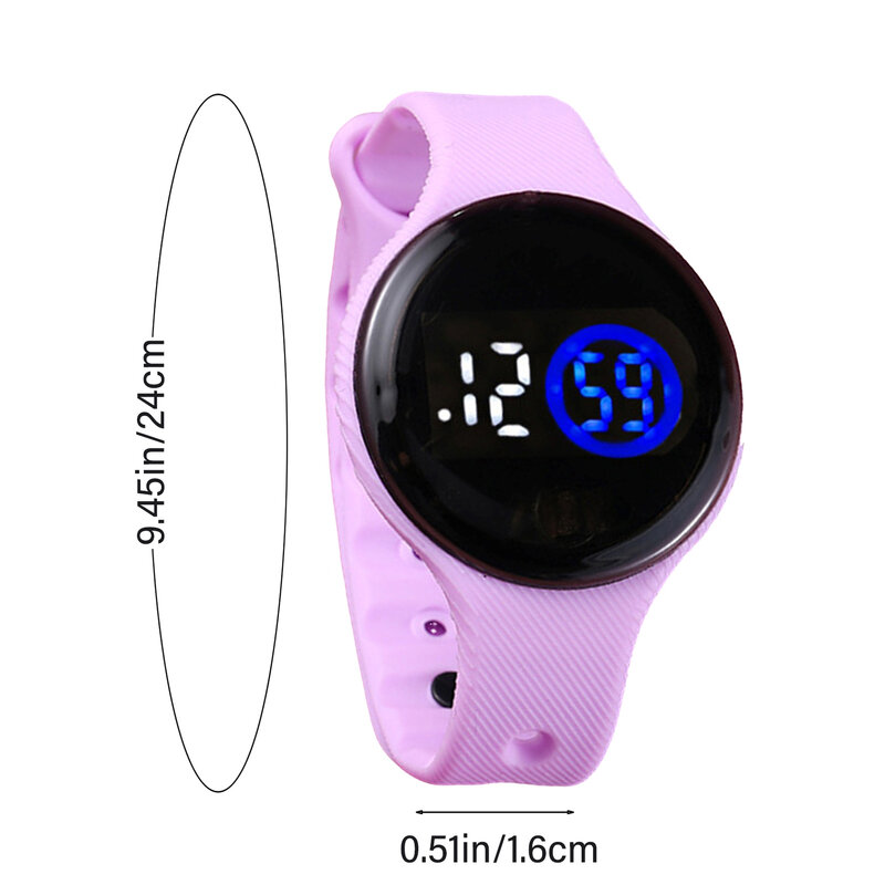 นาฬิกาข้อมือทรงกลม LED พร้อมสายนาฬิกาสปอร์ตน้ำหนักเบาของขวัญ Jam Tangan Digital สำหรับวัยรุ่นหญิงและชาย