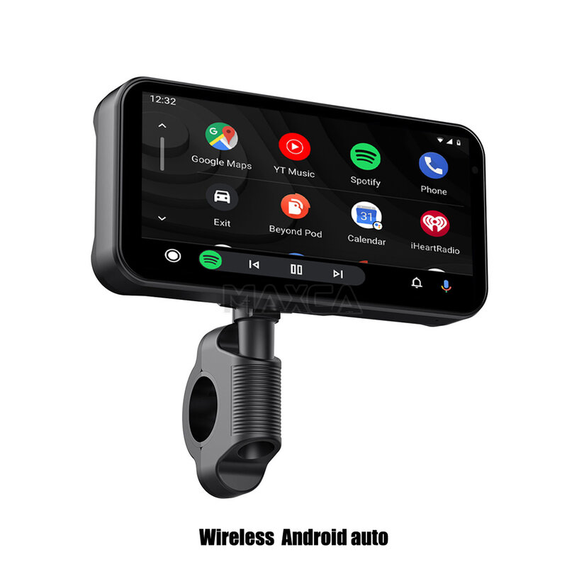Maxca-M6 Motocicleta CarPlay sem fio, Android Auto Navigator, DVR, câmera dupla 1080P HD, opcional