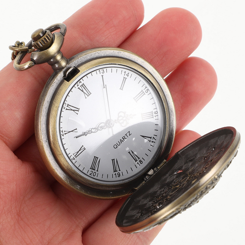Jam tangan saku perunggu Pria Wanita, jam tangan dekoratif Retro Quartz dokter Vintage kecil untuk Kreatif