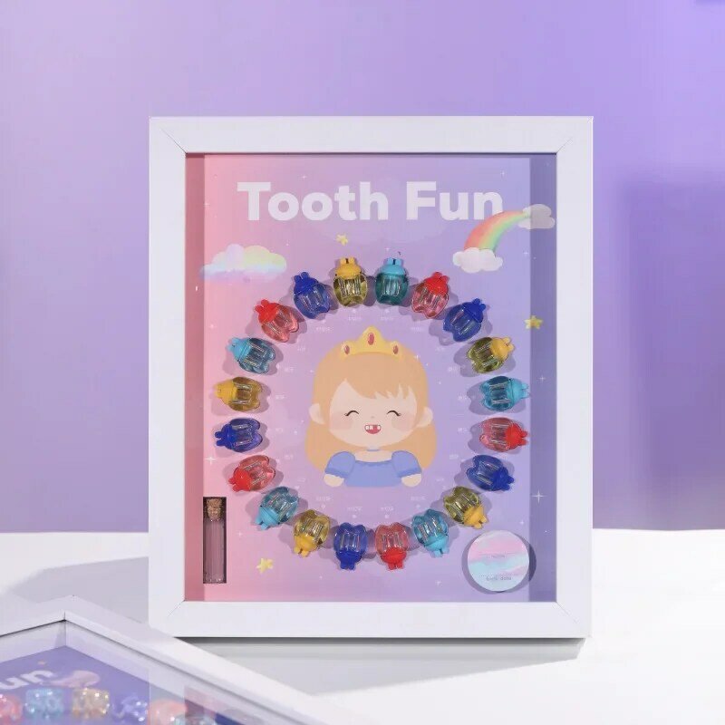 Wooden Plastic Photo Frame Baby Teeth Box Transparent Crystal Tooth House Boy and Girl Baby Tooth Storage Box Wholesale