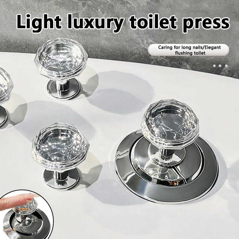 Self-Adhesive Diamond Toilet Press Water Tank Flush Button Bathroom Toilet Button Assistant Nail Art Door Handle Home Decoration