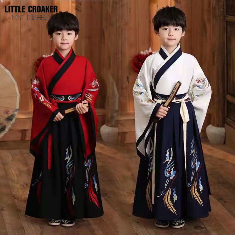 Traje de escenario Hanfu para niños, vestido chino, traje Tang de Año Nuevo, traje tradicional chino antiguo para niños
