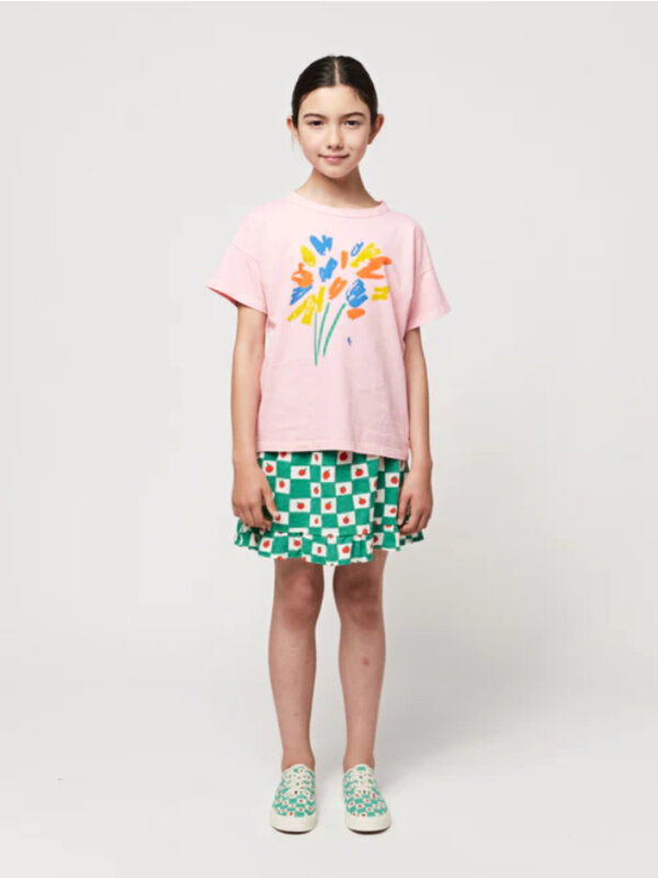 قميص طويل بأكمام قصيرة مطبوع عليه رسوم كرتونية للأولاد والبنات ، قميص صيفي ، ملابس صيفية ، BC 24SS