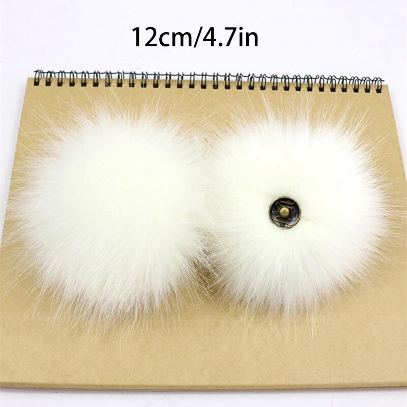 2pcs 12cm Artificial Fur Ball Imitated Fox Fur Ball With Elastic Band Diy Faux Fur Fluffy Pompom Ball Fur Pompon For Hats Bags