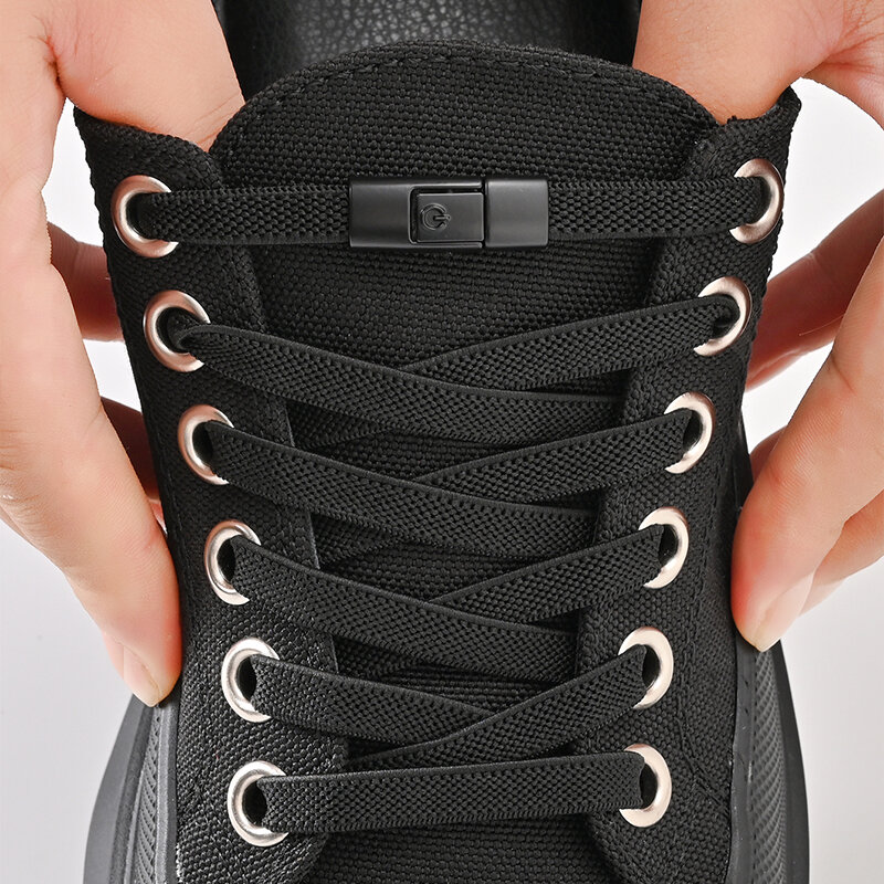 Tali sepatu tanpa dasi anak-anak, Sneaker sepatu kunci tekan tanpa tali elastis Dewasa lebar 8mm
