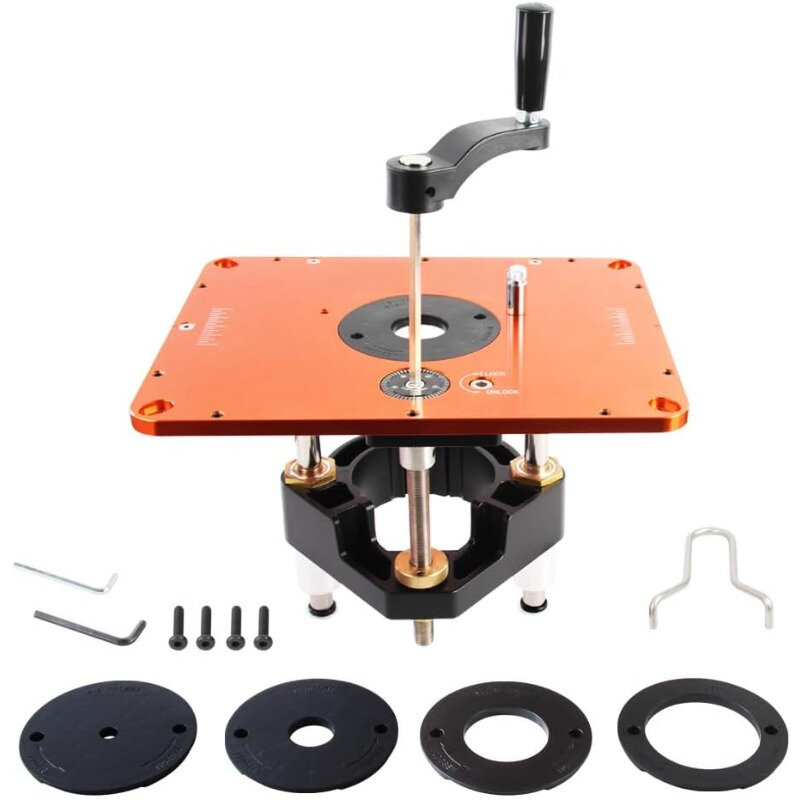 Router Lift Systems for 3-1/2" Diameter Motors, 9-1/4'' x 11-3/4'' Plate 5-Piece Insert Ring Kit,FAST SHIPPING