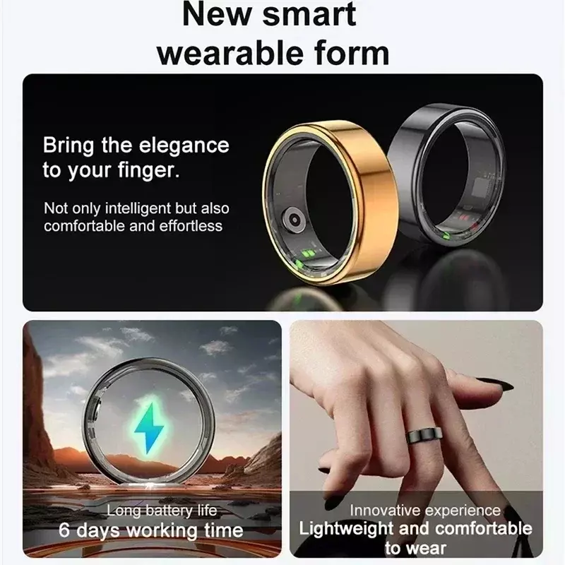 Умное кольцо 2024 Smartring R02, мониторинг здоровья IP68, водонепроницаемый, с несколькими спортивными режимами, Bluetooth, трекер сна, кольцо на палец для мужчин и женщин