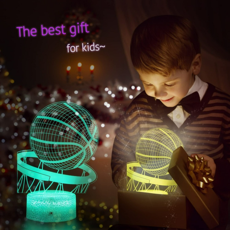 Basketbal Nachtlampje, 3D Illusion Led Lamp , 16 Kleuren Dimbaar Met Afstandsbediening Smart Touch, beste Kerst Verjaardagscadeau