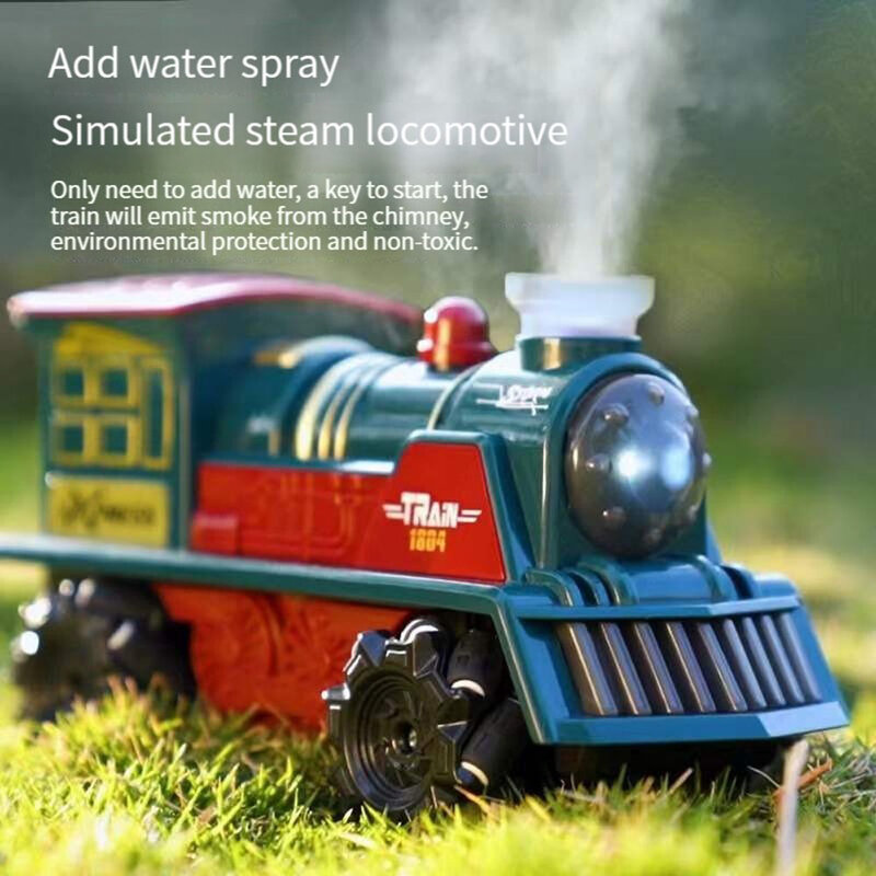 Электрический Железнодорожный классический пассажирский поезд, имитация водяного паровоза, локомотив, игровой набор, игрушки для мальчиков с питанием от батарейки для детей