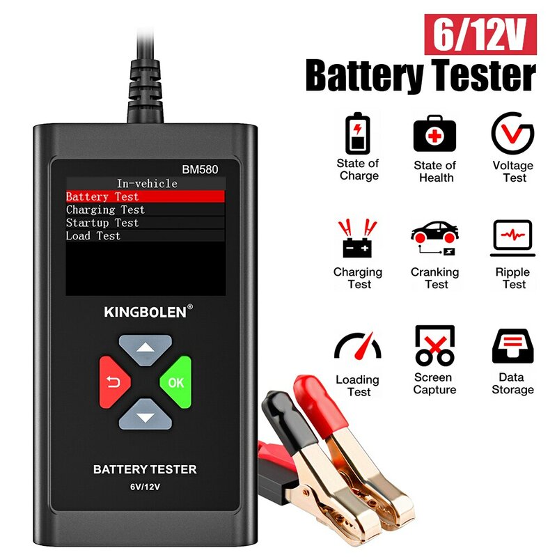 12V 6V Auto Batterij Tester BM580 Opladen CCCA Circut Analyzer Auto-accessoires voor nat/GEL/Lead-acid batterij