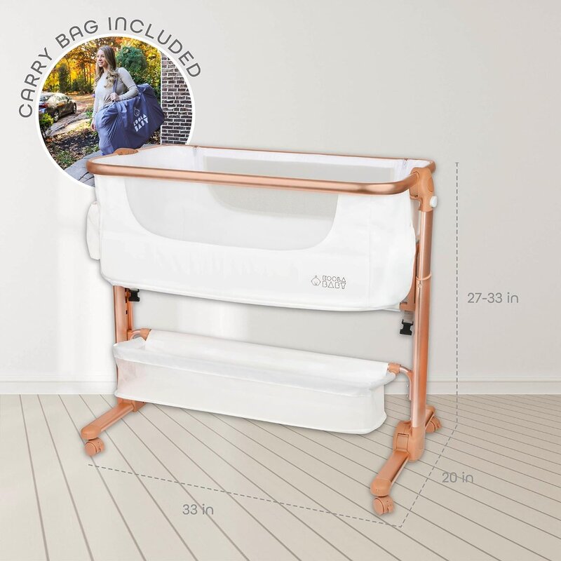 سرير نوم محمول بجانب السرير للطفل ، سرير سهل الطي مع سلة تخزين لحديثي الولادة ، سرير بجانب السرير