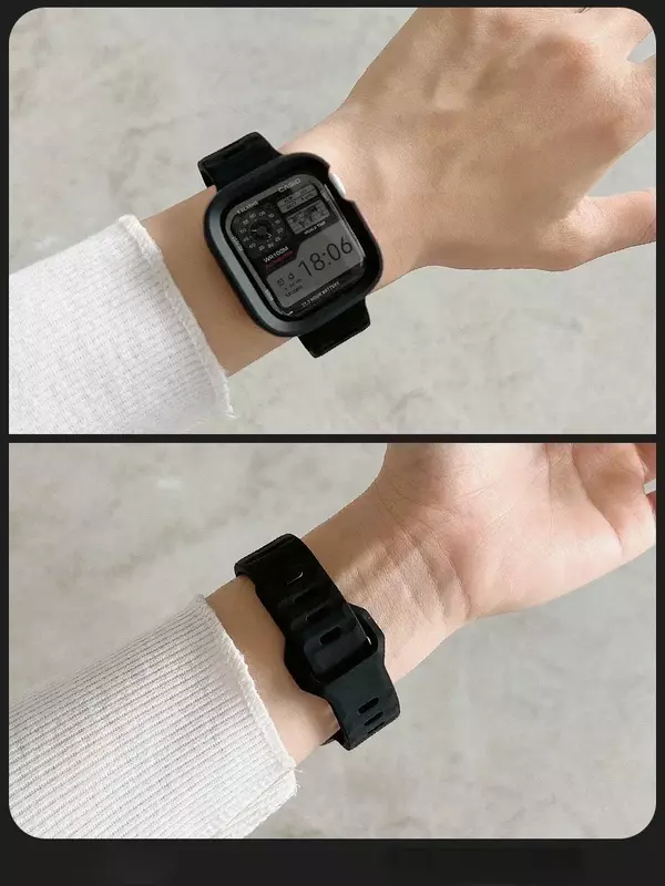 เคส + สายสำหรับสายคาด Apple Watch 44มม. 40มม. 45มม. 41มม. สายนาฬิกาข้อมือซิลิโคนแบบพิเศษ2 49มม. coriwatch Series 8 9 7 6 SE 5 4