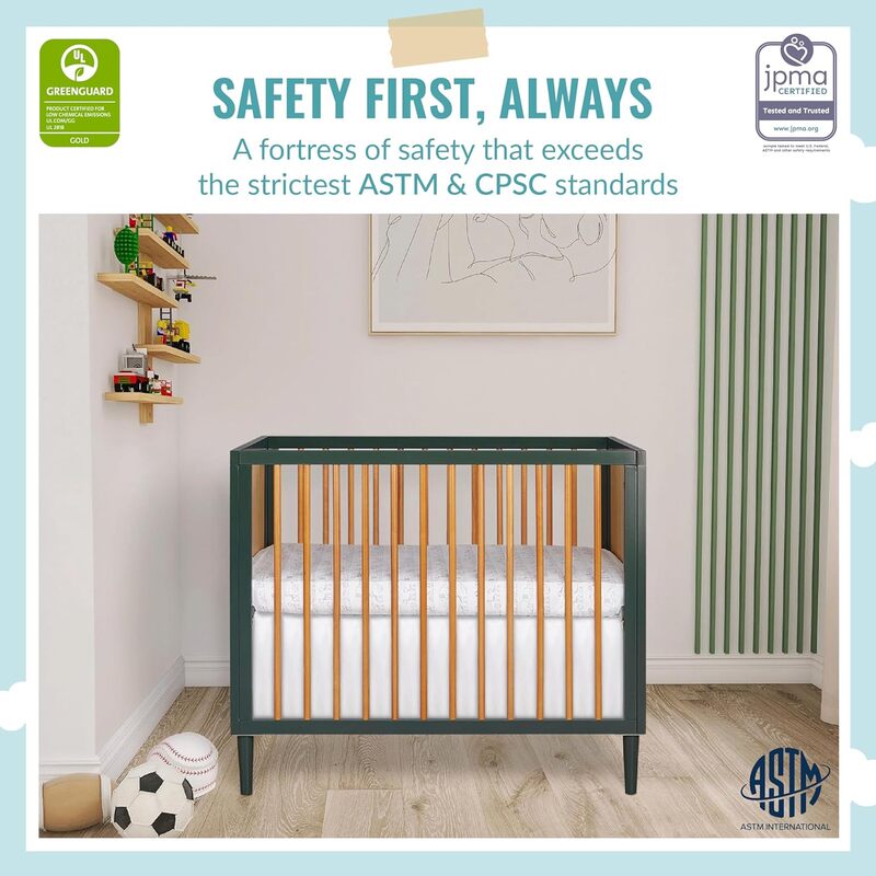 Lucas Mini Modern Crib with Rounded Spindles