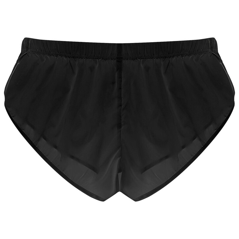 Herren shorts halb durchsichtige Badehose Seiten gespalten elastischen Bund Boxershorts kurze Hosen Beach wear Bade bekleidung