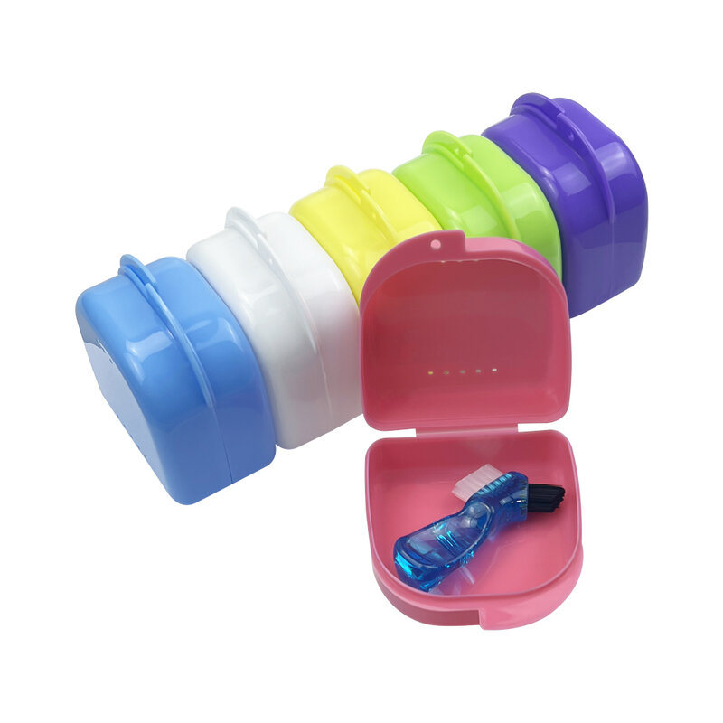 歯科矯正用リテーナーボックス,プラスチック歯容器,学生用ボックス,入れ歯保護ケース,新しいプラスチックトレイ,1個