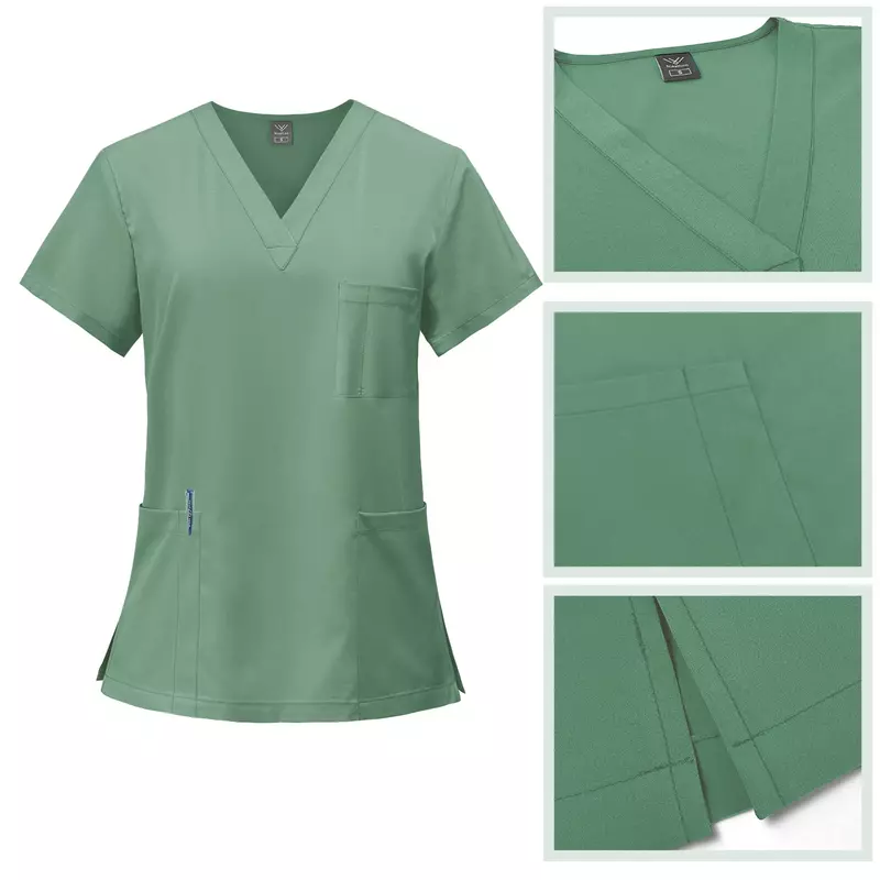 Fabric Hospital Spa Uniforms Women Medical Quick-Drying Short Sleeve Surgical Gown for Men and Women in Polyester
