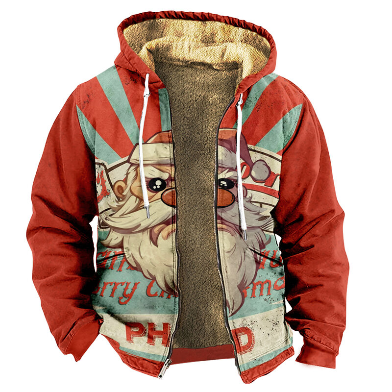 Męska bluzy z kapturem na zamek świąteczna Merch długa płaszcz z rękawami kurtka graficzna damska zimowa śmieszna odzież wierzchnia