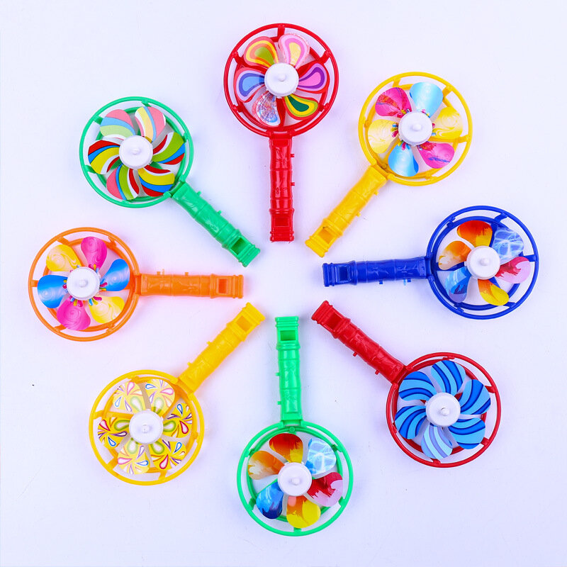 5PCS Creative Colorful Whistle Small Pinwheel Toys Classic Plastic Whistle Pinwheel Children Birthday Party Gifts For Girls