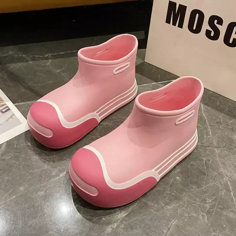 Damskie kalosze damskie nowe wodoodporne gumowe buty śliczne buty przeciwdeszczowe na grubej podeszwie wygodne buty ogrodowe kalosze damskie
