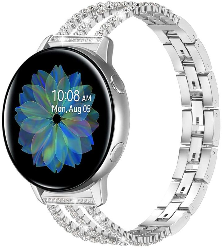 Pulseira de relógio feminina 20 22mm, pulseira para samsung galaxy watch active 2 44mm 40mm e galaxy watch 46mm 42mm s3 s3 gt 2e